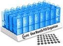 31 Günlük Pill Organizer AM/PM – Monthly Pill Box for Drugs, Vitamins & Supplements – One Moon 2 Times a Day Pill Case, 4 Week Daily Pill Organizer, Blue Blue