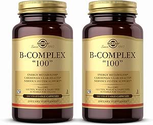 Solgar B-Complex 100" - 100 Sebze Kapsülleri, 2 Paket - Enerji Metabolism, Nervous System Support - Non-GMO, Vegan, Gluten Free - 200 Toplam Hizmetler