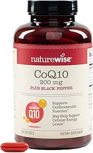 NatureWise CoQ10 200 mg + Black Pepper Softgels - High Abpole Coenzyme Q10 + Black Pepper - Heart Health + Cellular Energy - Vegan, Non-GMO, Gluten-Free - 200 Count[200-Day Supply]