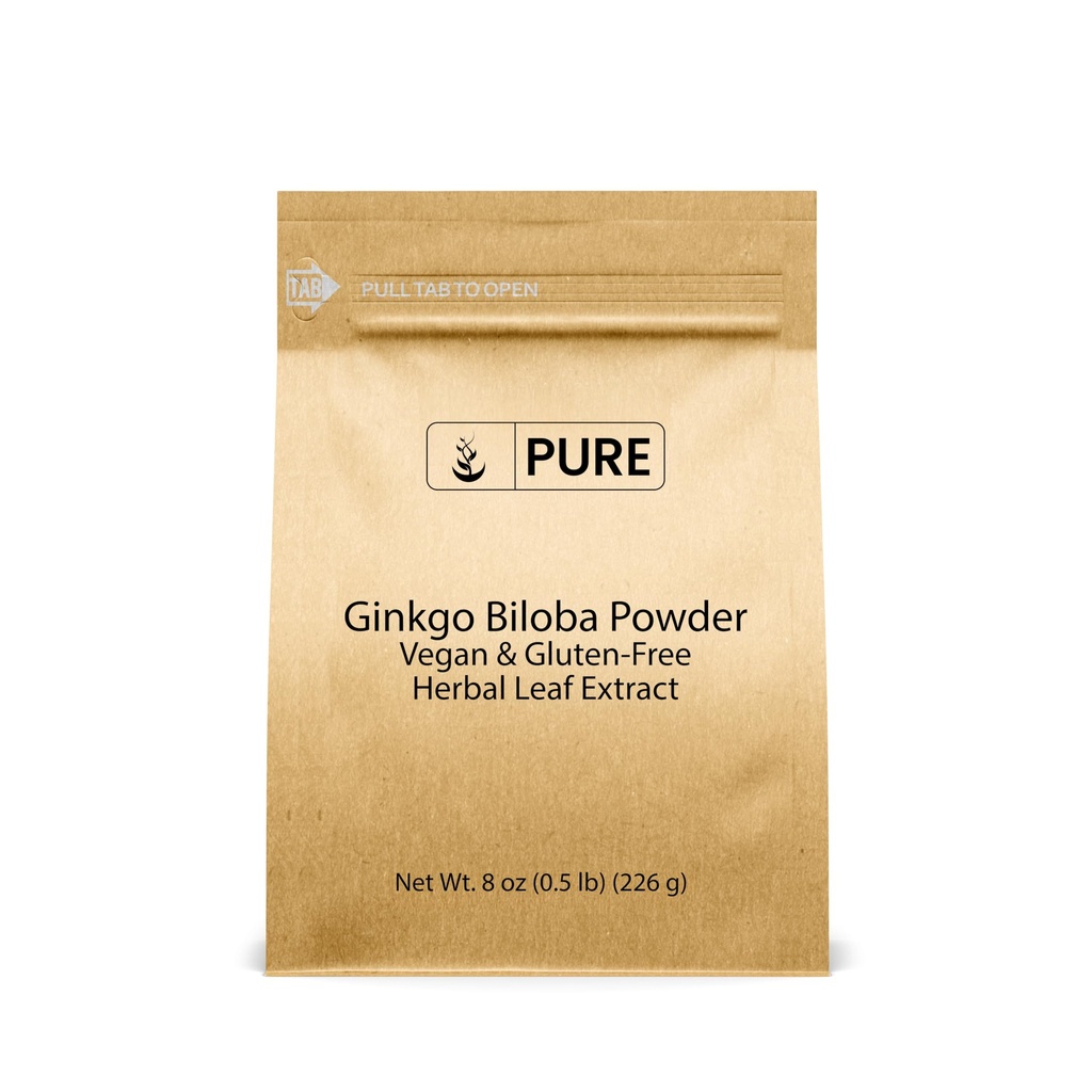 Καθαρά πρωτότυπα συστατικά Ginkgo Biloba σκόνη (8 oz) πάντα καθαρό, χωρίς πληρωτικά ή πρόσθετα, Lab Επαληθευμένο