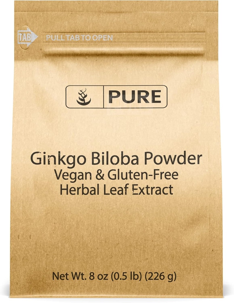Καθαρά πρωτότυπα συστατικά Ginkgo Biloba σκόνη (8 oz) πάντα καθαρό, χωρίς πληρωτικά ή πρόσθετα, Lab Επαληθευμένο