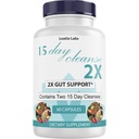 15 Day Cleanse 2X - Double Gut & Colon Support - Advanced Gut Cleanse Detox for Women & Men with Alfalfa, Cascara Sagrada, Probiyotiks & Psyllium Husk - Non-GMO - Made in USA - 60 Capsules (1 Şişe)
