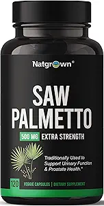 Natgrown Saw Palmetto for Men 500 mg – Prostate Health Supplement with FB Blocker for Hair Kaybı & Urinary Flow – 120 Vegan Capsules – Non-GMO, Gluten-Free-Free-GMO, Gluten-Free