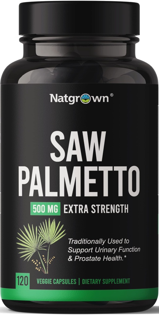Natgrown Saw Palmetto for Men 500 mg – Prostate Health Supplement with FB Blocker for Hair Kaybı & Urinary Flow – 120 Vegan Capsules – Non-GMO, Gluten-Free-Free-GMO, Gluten-Free