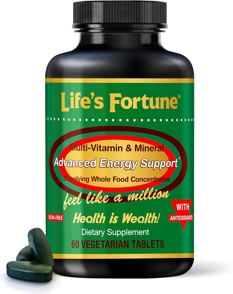Life's Fortune Multivitamin & Mineral 60 Tablet, All Natural Energy Source Supplying Whole Food Mechanics, Antioksis, Amino Asits, Enzymes, Trace Minerals & More