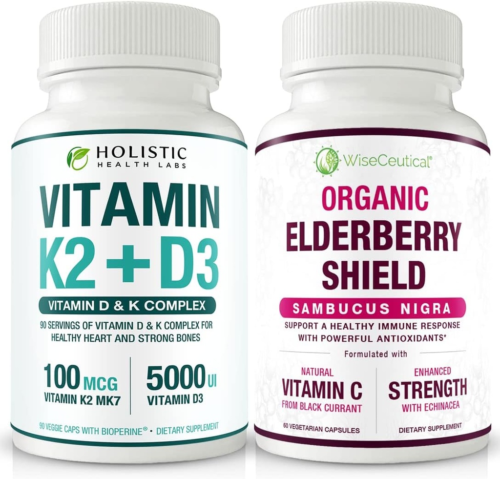 Max Abxia Vitamin K2 + D3 & Organik Yaşlılar Black Currant ve Echinacea | Bone Strength &dis Abors | Immune Support & Steel Abxia | Immune Support