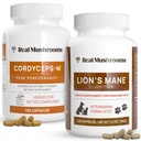 Real Mushrooms Cordyceps for Humans (120ct) and Lions Mane for Pets (120ct) - Δέσμη για την ενέργεια, τη ζωτικότητα & τη γνώση - Vegan, Non-GMO, Gluten-free, χωρίς κόκκους Mushroom Extract Συμπληρώματα
