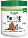 MacroLife Naturals MacroPets Greens Superfood Supplement Toz Topper for Dog Cat Small Mammal, Natural Nutrition Boost Probiyotiks Digestive Enzymes Vitamin E - Immune Gut Health & Energy - 6.35oz