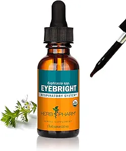 Herb Pharm Certified Organic Eyebright Liquid Extract for αναπνευστικό σύστημα Υποστήριξη - 1 ουγγιά, σαφές