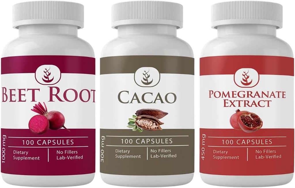 PURE ORIGINAL INGREDIENTS Cacao, Pomegranate, & Beet Root Sche (100 Capsules Her), Hiçbir Katkı veya Tamlayıcı, Lab TY