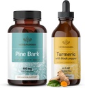 HERBAMAMA Turmeric Extract and Pine Bark Kit - Bundle 400 mg Γαλλικές Ναυτικές Κάψουλες & Turmeric Extract Βάμμα 2 fl oz - Vegan, Μη ΓΤΟ, Ζάχαρη & Αλκοόλ- Δωρεάν - 2 Pack