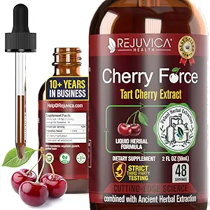 Rejuvica Health Cherry Force - Advanced Tart Cherry Extract - Real Tart Cherries - Phytonutrients'te Zengin - Daha İyi Absorpsiyon için Sıvı Tür
