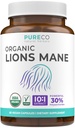 Organik Lions Mane Supplement Capsules - USDA Organik Mushroom Supplement Capsules with 1000 mg Lion's Mane 10:1 Extract per Service with 30 Polysaccharides - Vegan & Non-GMO (1 Ay Supply)