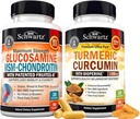 BioSchwartz Turmeric Curcumin with Black Pepper Extract 1500 mg Complex (1 Ay Supply) Plus Glucosamine Chondroitin MSM Triple Strength Ortak Destek Supplement (1 Ay Supply)
