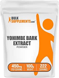 BulkSupplements.com Yohimbe Türlü Toz - Yohimbe Bark Ekstraksiyon - Herbal Supplement, Gluten Free, 450 mg per Service, 100g (3.5 oz) (Pack of 1)