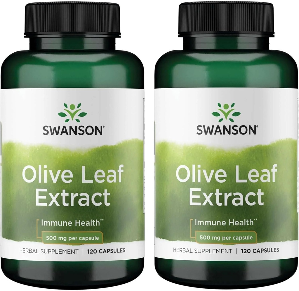 Swanson Olive Leaf Extract Capsules% 20 Ol Europein - (120 Capsules, 500 mg Her) 2 Şişe
