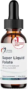 Sağlık B12 + Folate Drops için tasarımlar - Super Liquid Folate with Vitamin B12 as Torchcobalamin - 400mcg Folate + 40mcg Me12 per Drop, Non-GMO + Vegetarian (660 hizmet / 1 Fl Oz)