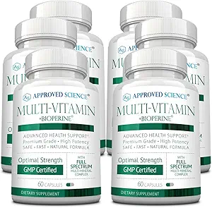 Onaylanmış Bilim Multi-Vitamin - Full-Spectrum B-Vitamins, Green Tea, Lutein, Lycopene, Zeaxanthin, BioPerine - 360 Capsules - 6 Ay Supply