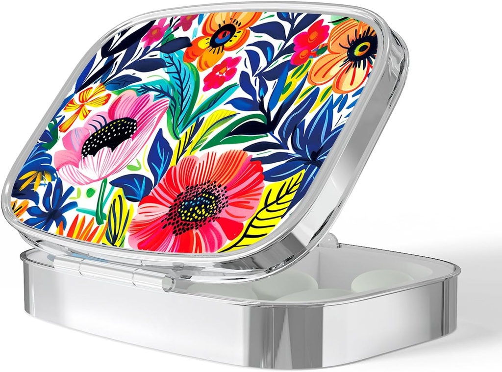 Pill Box-2 Karşılaştırma Küçük Pill Case Pocket & Purse Single Pill Carrier Pill Container Vitamins İlaç Balık Yağı ve Tamamlar Domuz Özgür (Garden Parti-01)