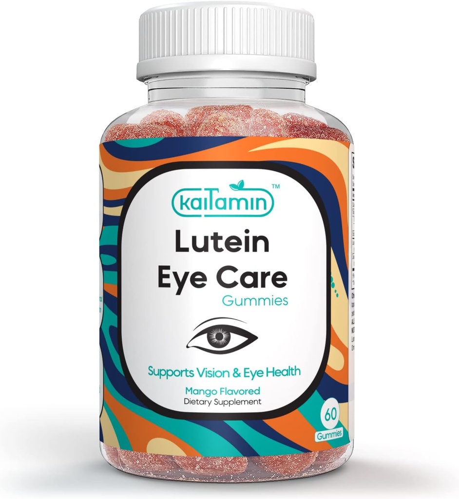 Lutein & Zeaxanthin Eye Supplement for Yetişkinler - Gözler için Koruma Desteği - Yummy Mango Flavored Vegan, Glute-Free, Coconut Oil ile Yapılan 60 Gummies