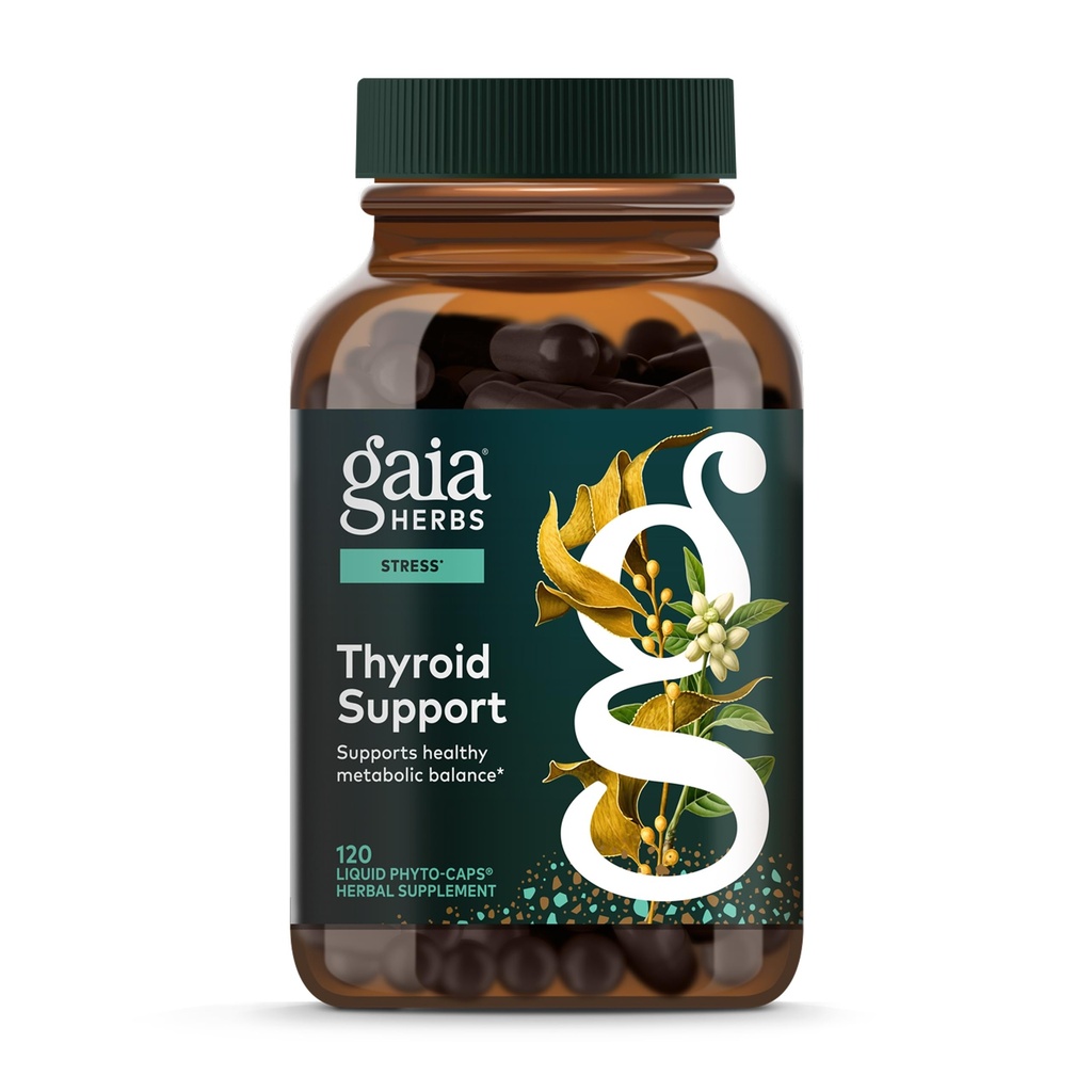Gaia Herbs Tiroid Desteği - Ashwagandha, Kelp, Brown Seaweed & Schisandra'yı Sağlıklı Metabolik Dengeyi Desteklemek ve genel Well-Being* - 120 Vegan Sıvı Phyto-Capsules (40-Day Supply)