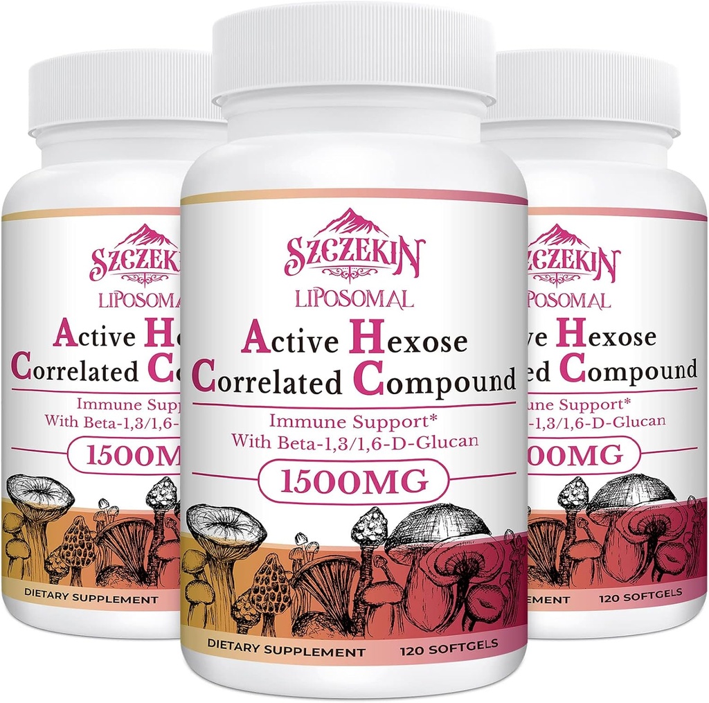 1500 mg Liposomal Active Hexose Corlev Supplement,360 Soft Gels Beta-Glucans with Natural Mushroom Extract, Immune System, Liver Function, Keep T-Cell & Killer Hücre Aktivitesi