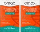 Omax3 Prebiyotik & Probiyotik 50 Milyar CFU + Chicory Inulin, 10 Strain, Bloating, Digestion, SIBO, Leaky Gut, Vaginal pH, Acidofilius, Vegan, Dairy Free, Gluten Free, Fırd (2 Pack)