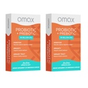 Omax3 Prebiyotik & Probiyotik 50 Milyar CFU + Chicory Inulin, 10 Strain, Bloating, Digestion, SIBO, Leaky Gut, Vaginal pH, Acidofilius, Vegan, Dairy Free, Gluten Free, Fırd (2 Pack)