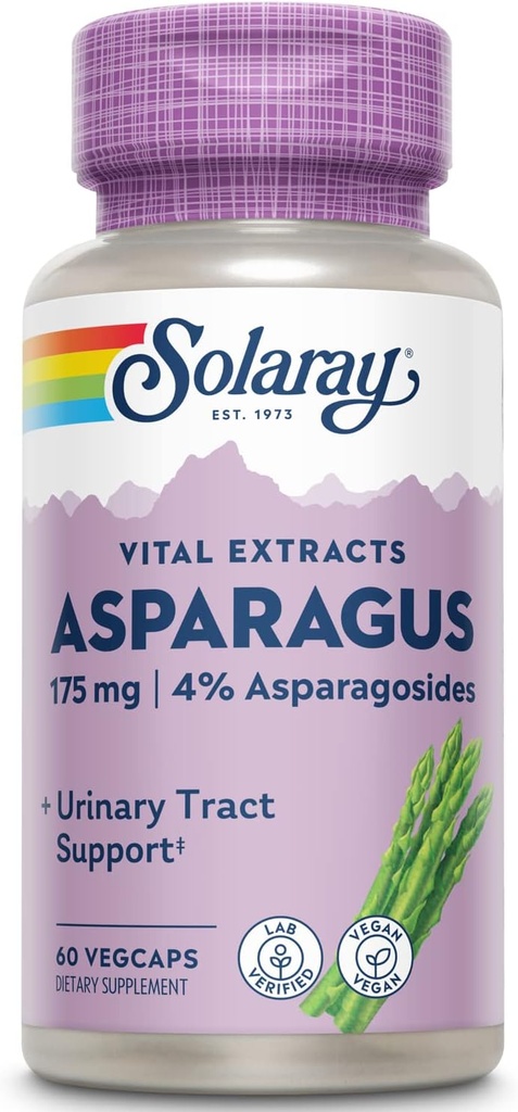 SOLARAY Asparagus Rhizome Extract 175 mg w / Whole Root | Sağlıklı Urinary Tract & Digestive Health Support | 60 VegCaps
