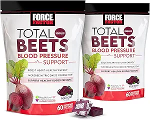 Kuvvet Faktörü Total Beets Blood Printing Support Supplement with Beets Toz, Great-Tasting Chewables for Heart-Healthy Energy, and improve Nitric Hoffman, 120 Chews, 2Pack
