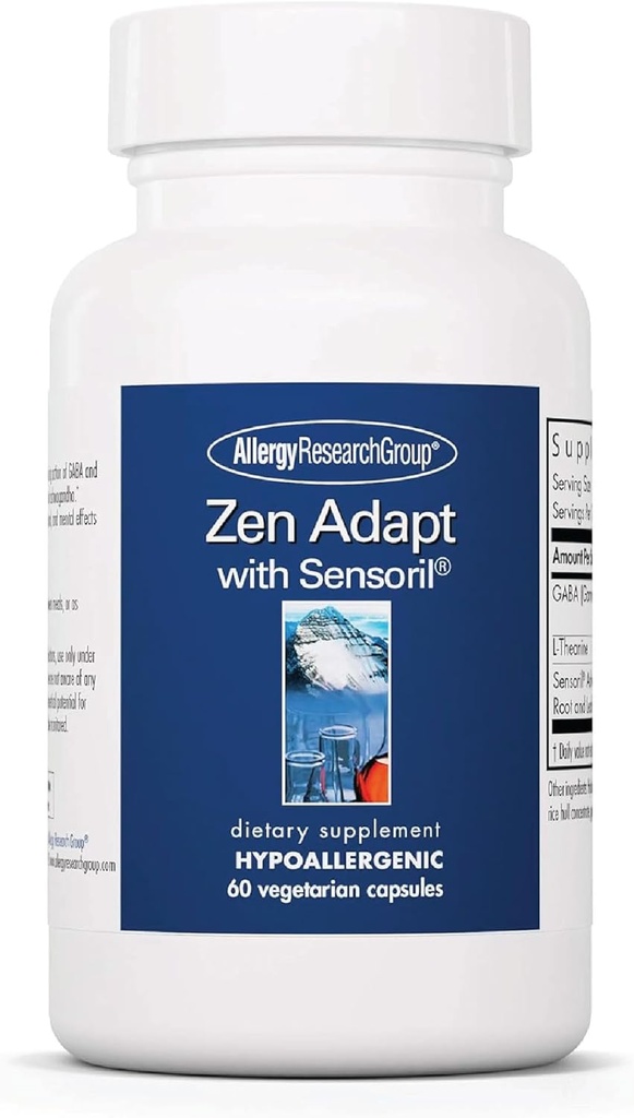 Ομάδα Έρευνας Αλλεργίας Zen Adapt συμπλήρωμα - Υποστήριξη του στρες Blend, Sensoril Ashwagandha, GABA, L-Θεανίνη, Hypoallergenic, Vegetarian Κάψουλες - 60 Count