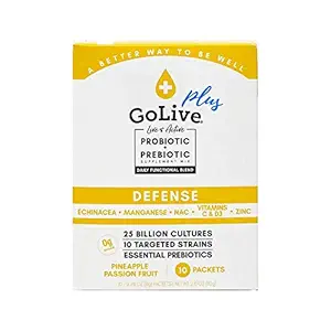 GoLive Immune Defense – Sugar-Free Synbiyotik Toz Prebiyotiks & Probiyotiks – 25 Milyar CFUs, 10 Klinik Strains – Destekler Digestion, Metabolism & Immunity – 10 Hizmet