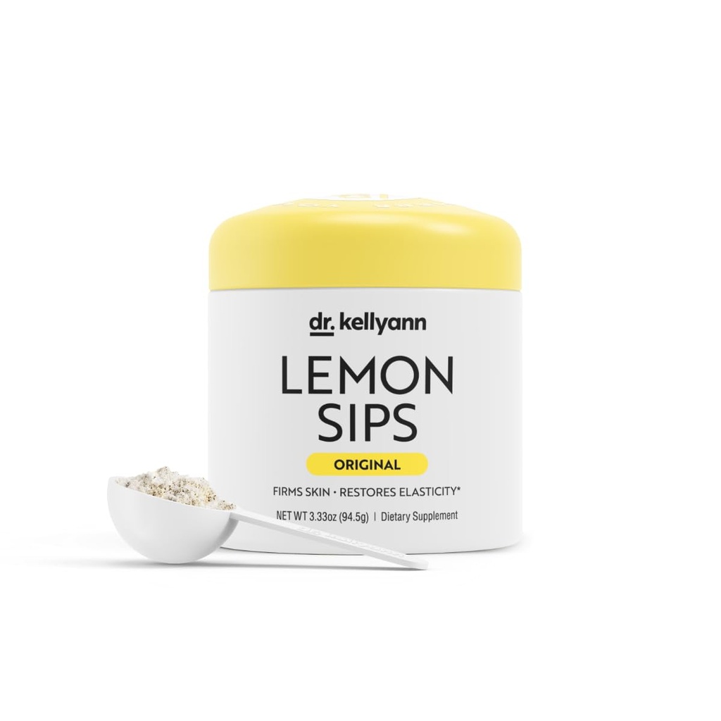 Dr. Kellyann Lemon Sips, Citrus Drink Mix (21 hizmet) Rehidrat, Detox, Revitalize, Sugar Free, Fat Free, Non GMO, Hydrates and Companys Skin (Lemon)