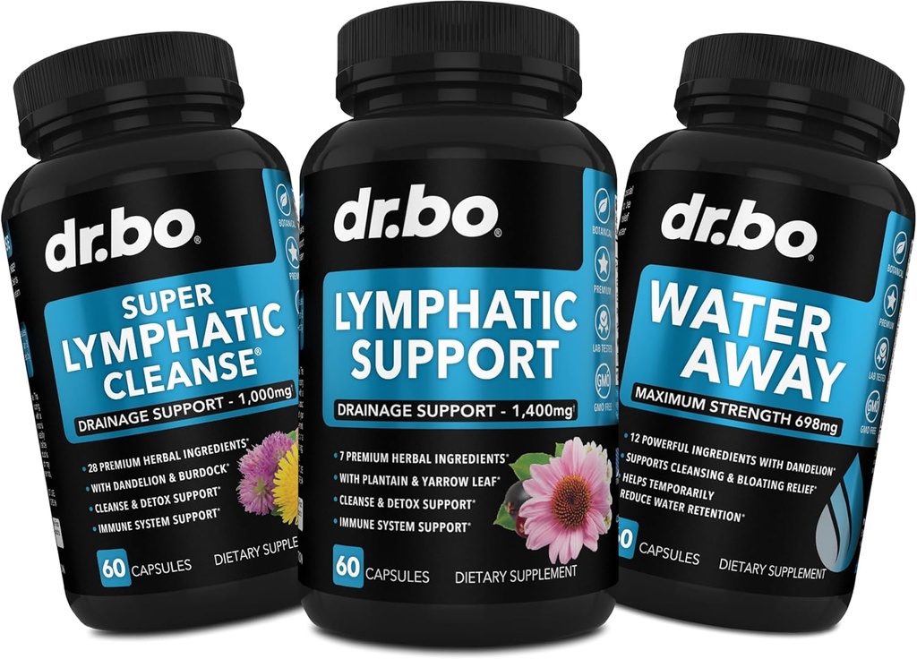 Lymphatic Drainage Supplements & Water Pills Diuretics - Herbal Lymphatic Support Total Herbal Cleanse Products & Water Away Pills Lymph System Support Supplement - Lymph Node Detox Cleanse