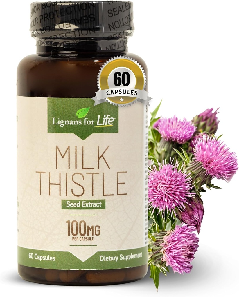Lignans for Life Milk Thestle Seed Extract Βότανο συμπλήρωμα για σκύλους, 100mg - 60 κάψουλες χορτοφάγων, κυνόχορτο ήπαρ υγεία