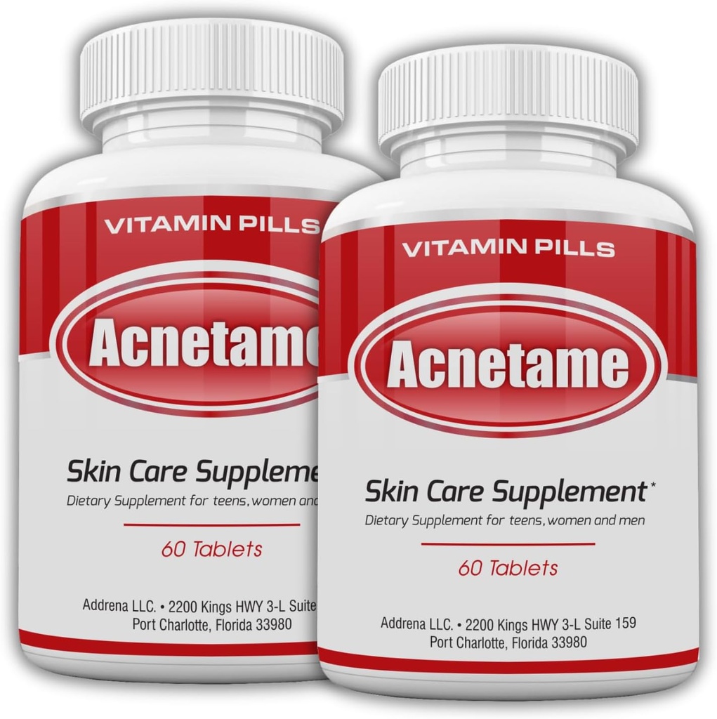 Acne Pills 2 Pack 120 Pills- Vitamin Supplements for Acne Breakouts- Hormonal Pimple Tabletler Kadınlar, Erkekler, Gençler ve Yetişkinler için Clear Oily Skin'e,