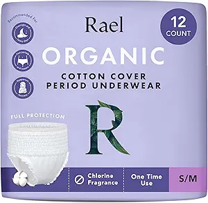 Kadınlar için Rael Üniforma, Organik Pamuk Kapak - Incontinence Pads, Postpartum Essentials, Use Underwear, Unscented, maximum Coverage (Size S-M, 12 Count)