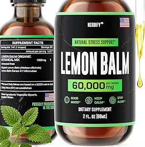 HERBIFY Βάμμα λεμονιού - Melissa Officinalis Leaf Liquid Extract - Υποστήριξη εγκεφάλου και ώθηση διάθεσης - σταγόνες λεμονιού για ανοσοποίηση & γνωστική υποστήριξη - 2 fl oz