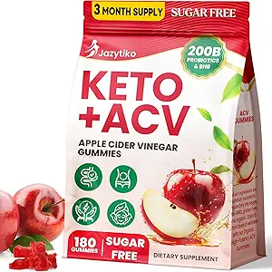 Apple Cider Vinegar Gummies, Advanced ACV Gummy with Probiyotiks, BHB, B12 ve Keto Destek - Metabolism, Digestion, Gut & Immune Health - Sugar Free, Vegan, 180 Counts