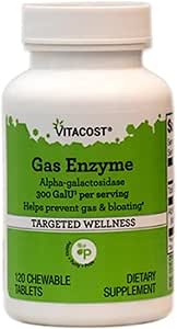 Vitacost Gas Enzyme Alfa-galactosidase - hizmet başına 300 GalU - 120 Chewable Tabletler