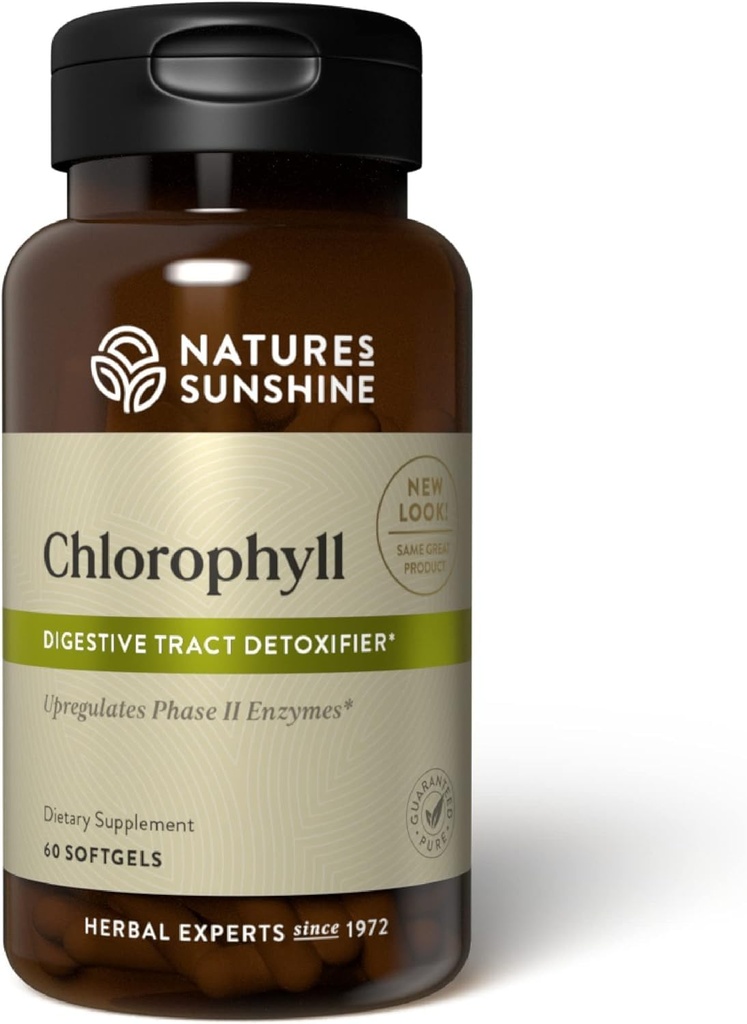 Nature's Sunshine Chlorophyll, 60 Softgel Capsules: Destek Digestion, Immunity & Detoxification with Internal Deodoranthes. Easy-to-Swallow Capsules Genel Well-Being & Energy