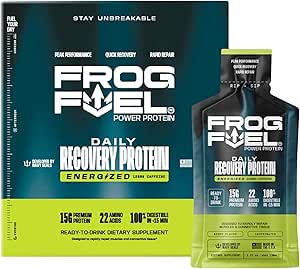 Frog Fuel Power Energized Protein Shot, 15g πρωτεΐνης Nano-Hydrolyzed Grass Fed Collagen, 120mg καφεΐνη, λίπος & ζάχαρη χωρίς, 22 Αμινοξέα, 0 υδατάνθρακες, Berry, 1 oz πακέτα, 24 συσκευασίας