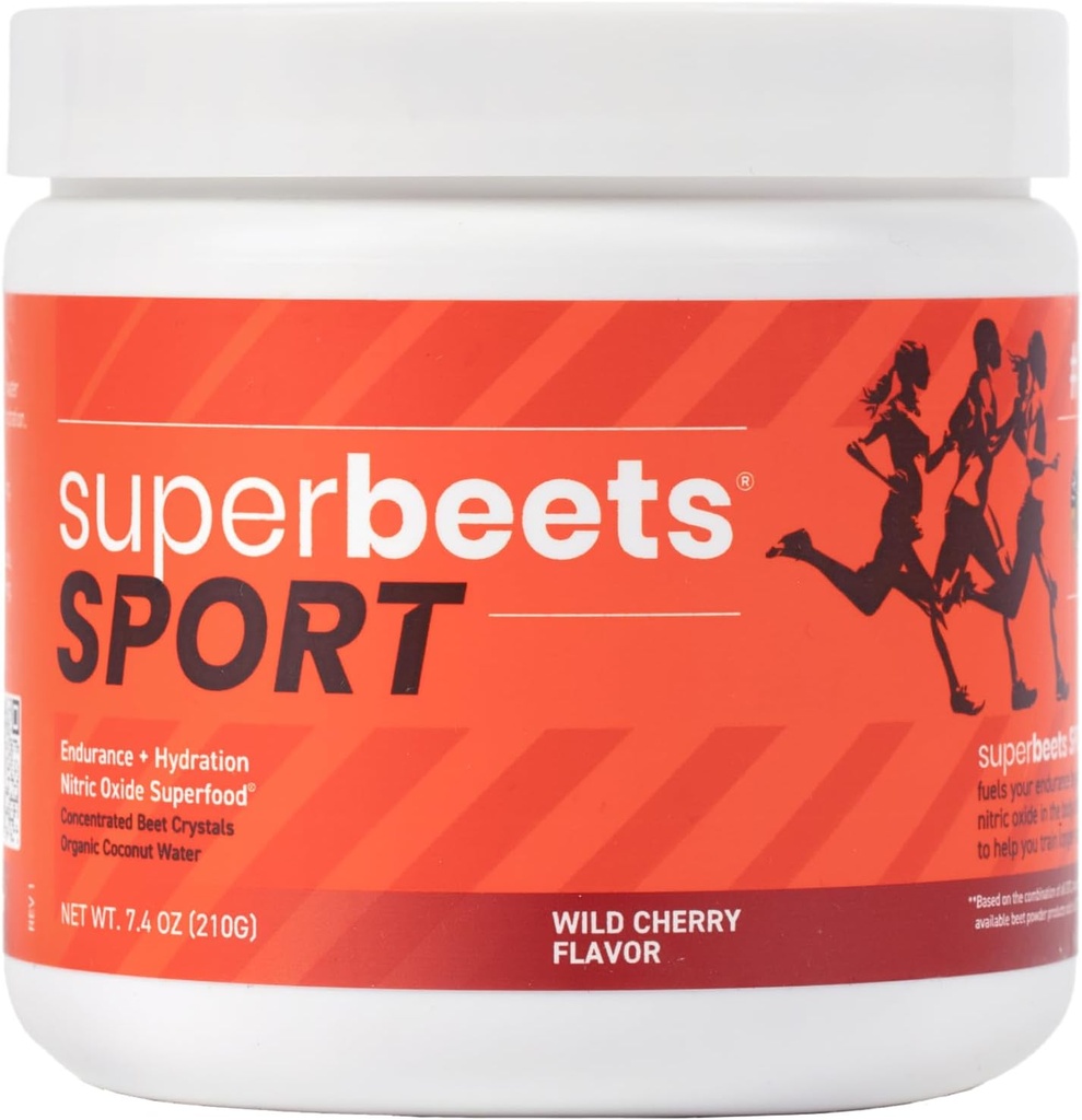 HumanN SuperBeets Sport Endurance Pre Workout Toz, Nitrik Çimento Tamam, NSF sertifikalı, Stimulant & Caffeine Free, Beet Root, Wild Cherry, 20 Servisler