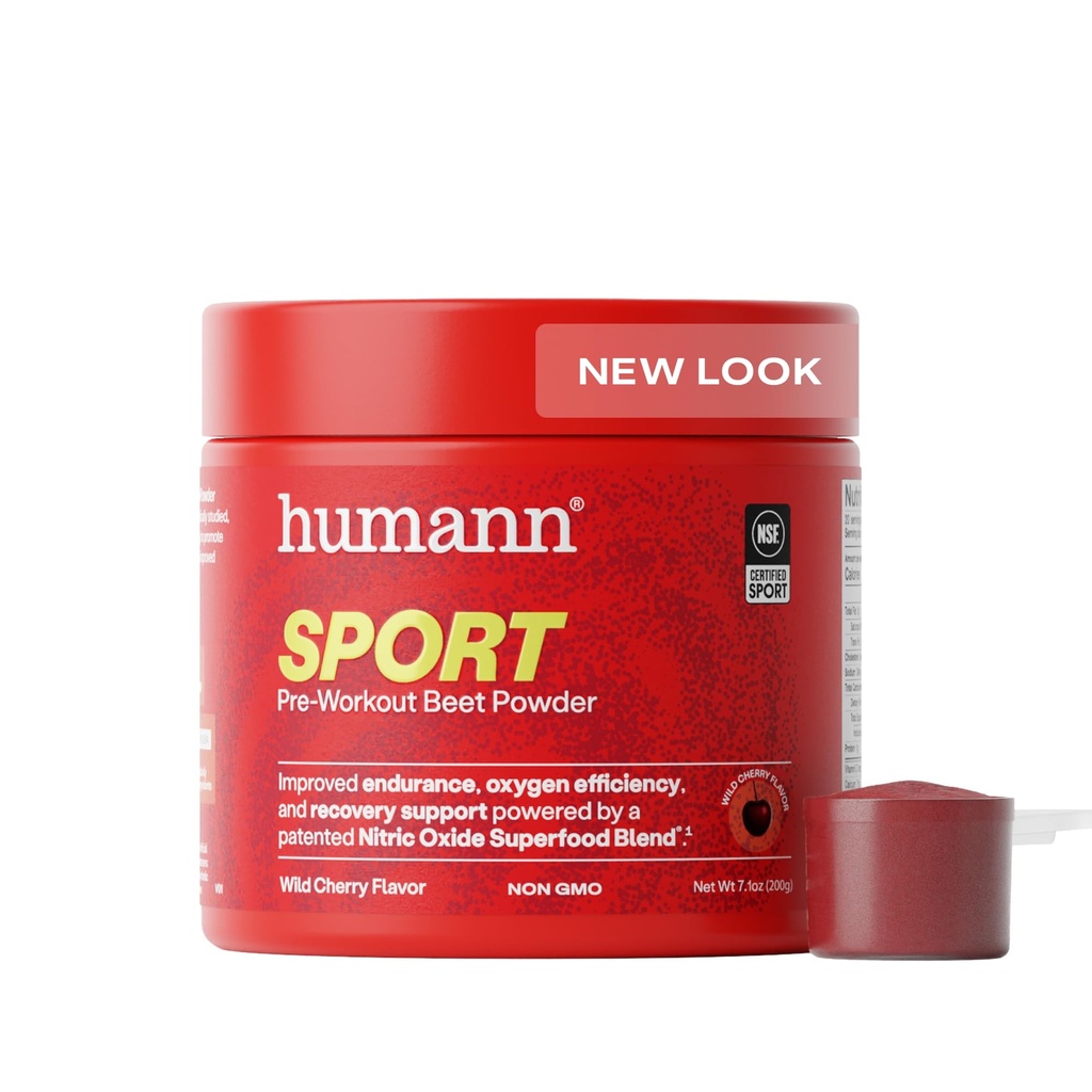 HumanN SuperBeets Sport Endurance Pre Workout Toz, Nitrik Çimento Tamam, NSF sertifikalı, Stimulant & Caffeine Free, Beet Root, Wild Cherry, 20 Servisler
