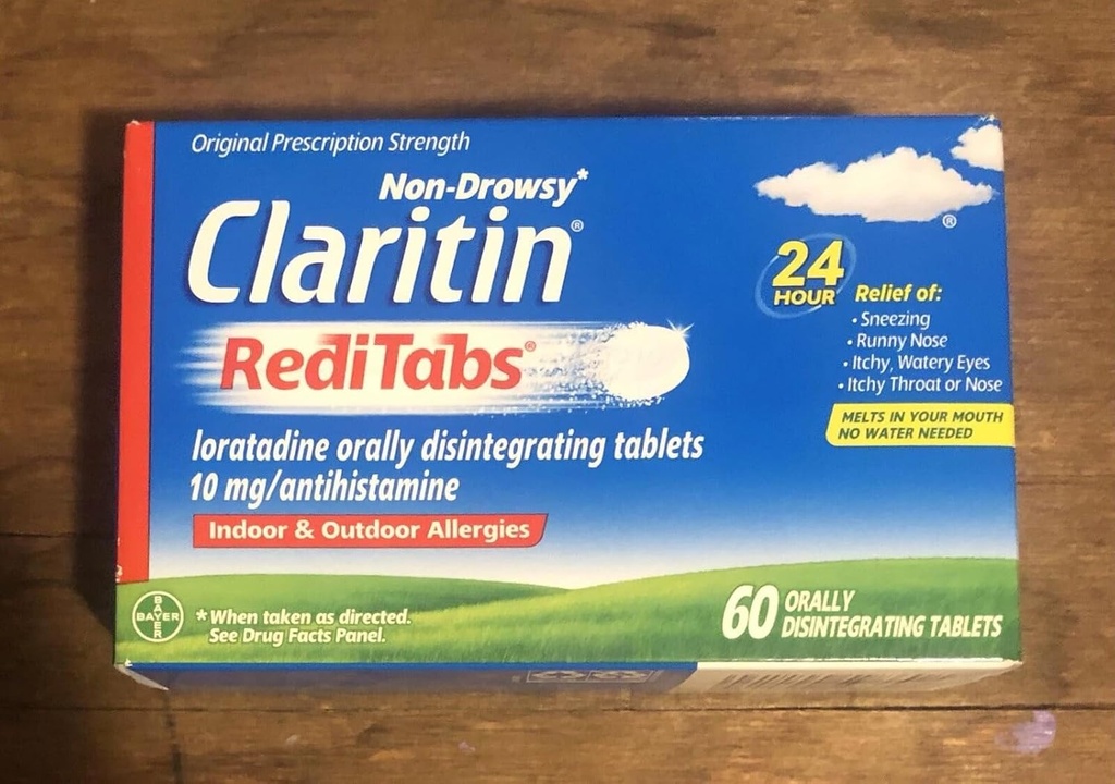 Claritin RediTabs 24 Saat Alerji ilacı, Sigara içilmeyen Antihistamin Tabletleri, 60 Count