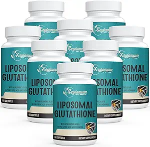 2400 MG Liposomal Glutathione Softgels, Max Aborpsiyon, Active Form L-Glutathione Azaltıd (GSH), Hyaluronic Acid, Resveratrol, Master Antioksis for Detox, Brain, Immune System, 480 Softgels