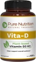 Saf Beslenme Vita D3 K2 - Bitki bazlı Vitamin D3 K2 Supplement | 120 Tabs | D3 6000 IU | Vitamin K2 MK7 100mcg | Vitamin K2 D3 | Non GMO |