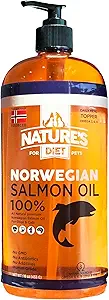 Doğa Diyeti 32 oz Norveçli Salmon Yağ Köpekleri ve Kediler - Ortak Fonksiyonl Immune Heart Health Appetite Skin & Coat Omega 3 6 9 Sıvı Yiyecek Topper EPA DHA Fatty Asits