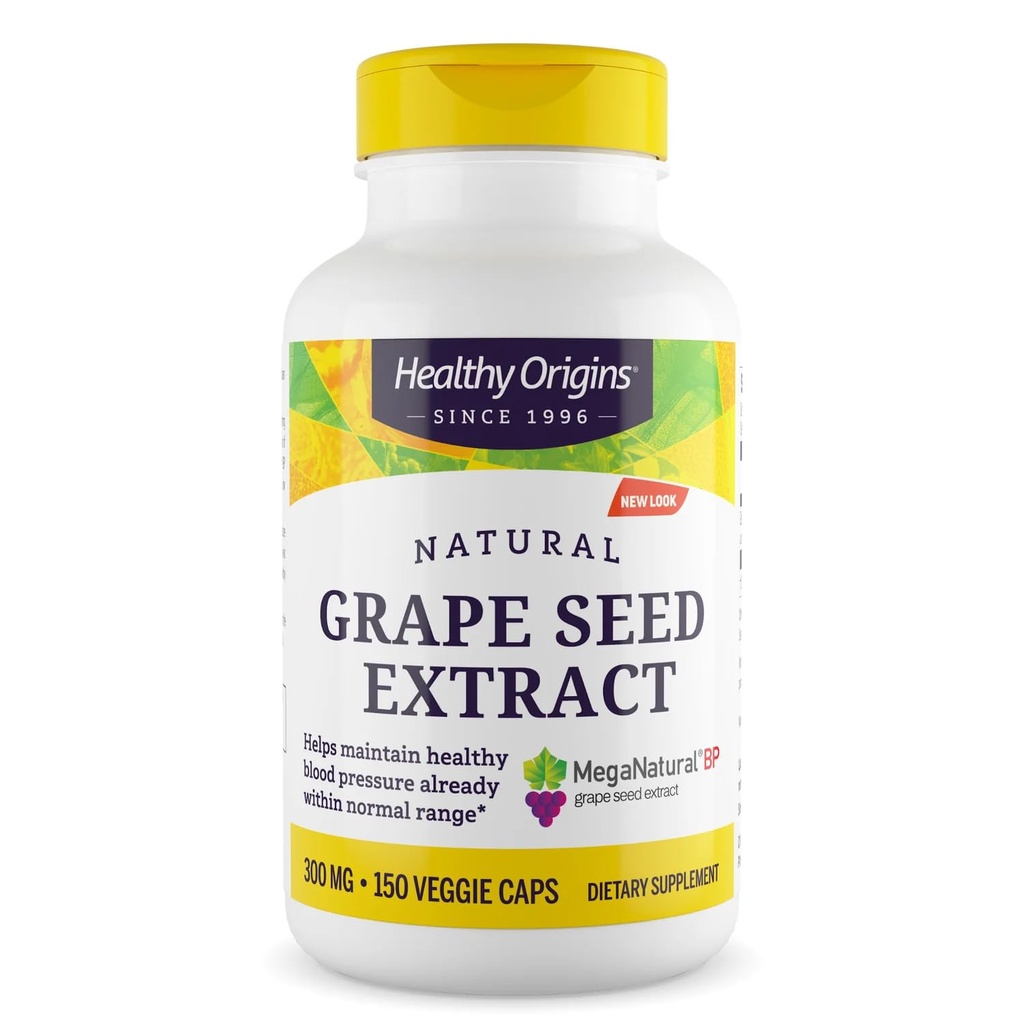 Sağlıklı Origins Grape Tohumu 300 mg (Mega Natural BP, Non-GMO, California-Grown, Gluten Free, Supports Health Blood Pressure), 150 Veggie Caps