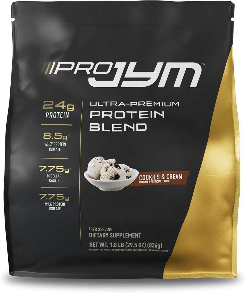 JYM Supplement Science Pro JYM Cookies & Cream Protein Powder - Whey Protein Isolates, Casein, & Milk Protein, Lean Muscle Building for Men & Women, 22 Services